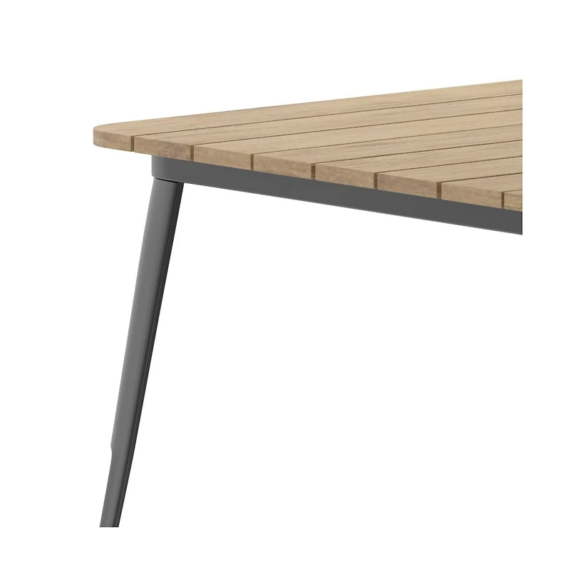 Merrick Lane Dryden Indoor/Outdoor Dining Table With Umbrella Hole, 36" Square All Weather Poly Resin Top And Steel Base