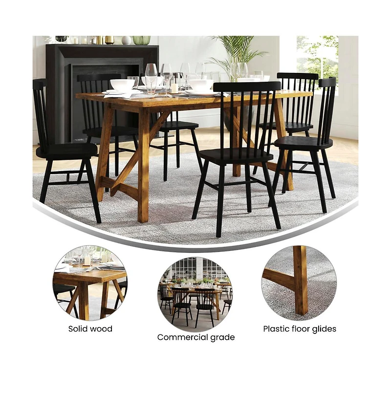 Merrick Lane Carroll Wooden Dining Table With Trestle Style Base