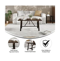 Mabel Farmhouse Trestle Coffee Table, Solid Wood Rustic Accent Table