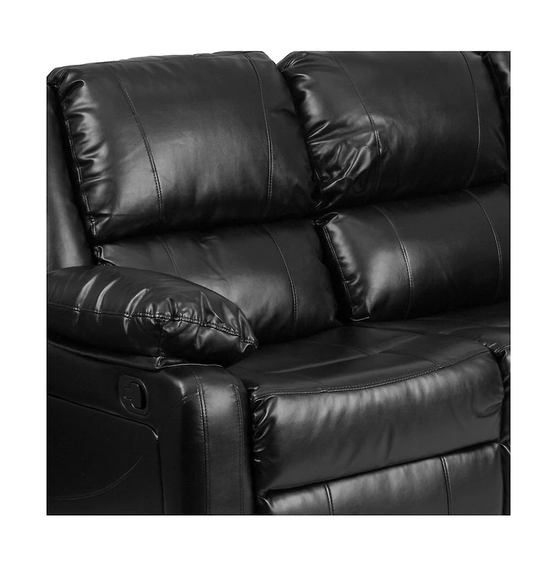 Bustle Back Leathersoft Sofa With Two Built-In Recliners