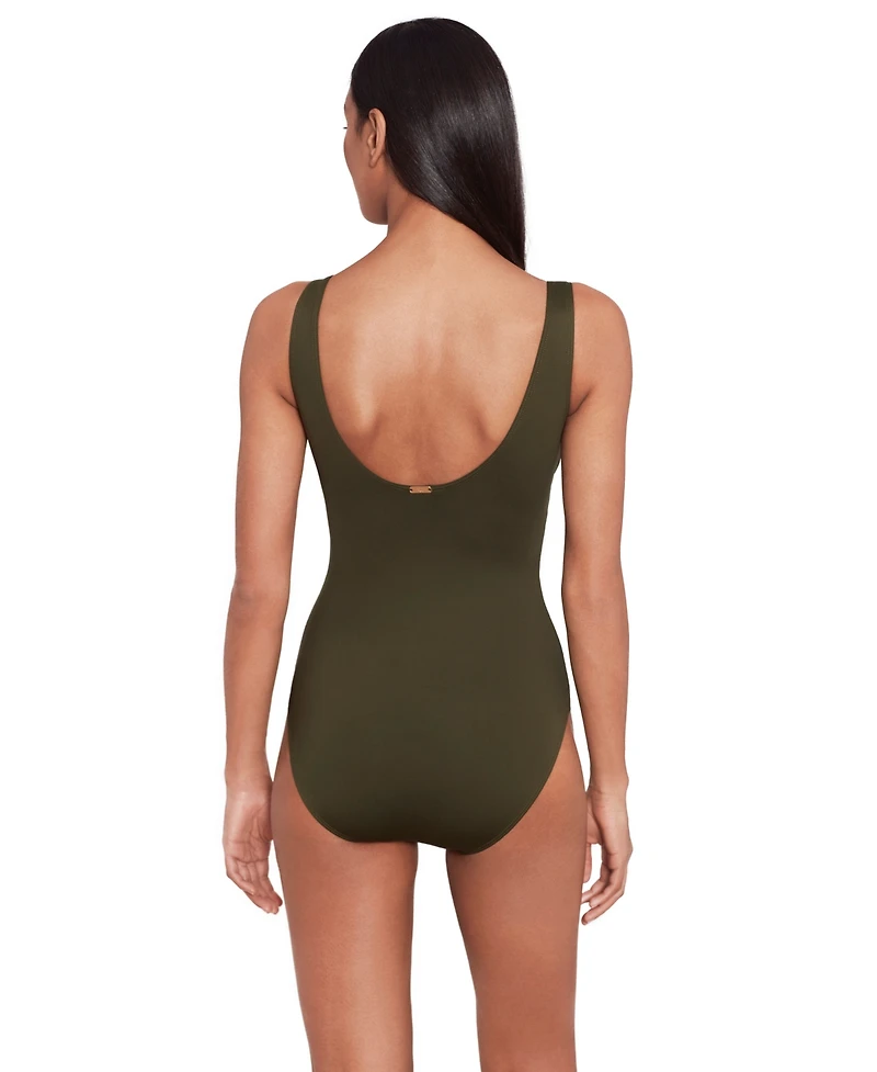 Lauren Ralph Ruffle Surplice One Piece Swimsuit