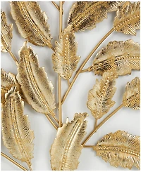 Rosemary Lane Gold Wood Leaf 3D Wall Decor with Beveled Frame, Set of 2 13"W, 17"H