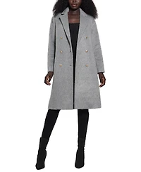 Guess Women's Textured Double-Breasted Notched-Collar Coat