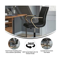 Merrick Lane Artemis Mid-Back Home Office Chair With Armrests, Height Adjustable Swivel Seat And Five Star Base
