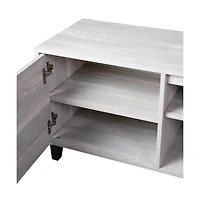 Merrick Lane Walter Mid-Century Modern Tv Stand With Adjustable Open Shelves And Two Doors