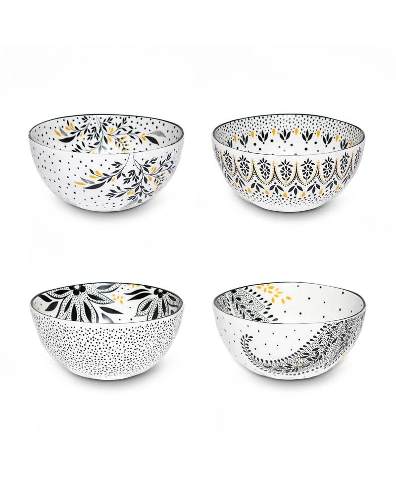 Portmeirion Sara Miller Artisanne Noir Rice Bowls, Set of 4