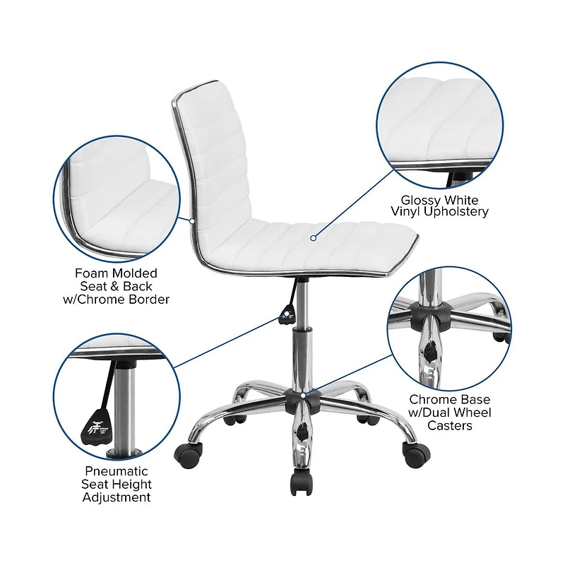 Merrick Lane Amelie Home Office Chair Ergonomic Executive Ribbed Low Back Armless Computer Desk Chair - Base, Frame & Border