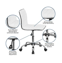 Merrick Lane Amelie Home Office Chair Ergonomic Executive Ribbed Low Back Armless Computer Desk Chair - Base, Frame & Border