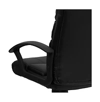 Emma+Oliver Mid-Back Leather Swivel Task Office Chair With Accent Divided Back And Arms