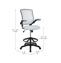 Emma+Oliver Mid-Back Mesh Ergonomic Drafting Chair With Foot Ring And Flip-Up Arms