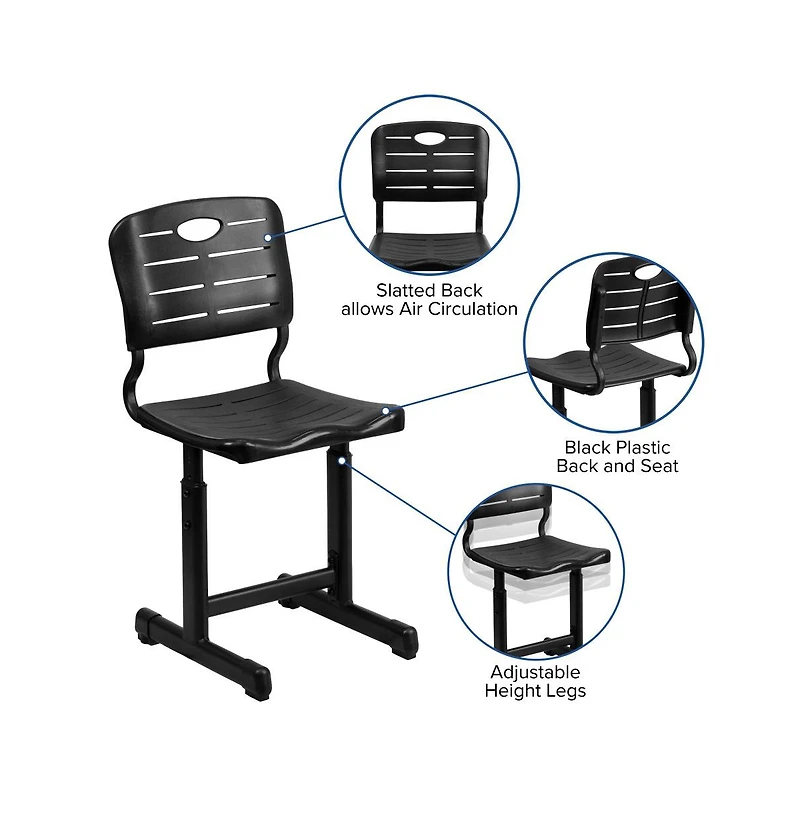 Emma+Oliver Adjustable Height Student Chair With Pedestal Frame