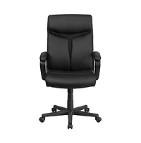 Emma+Oliver High Back Leather Executive Swivel Office Chair With Slight Mesh Accent And Arms