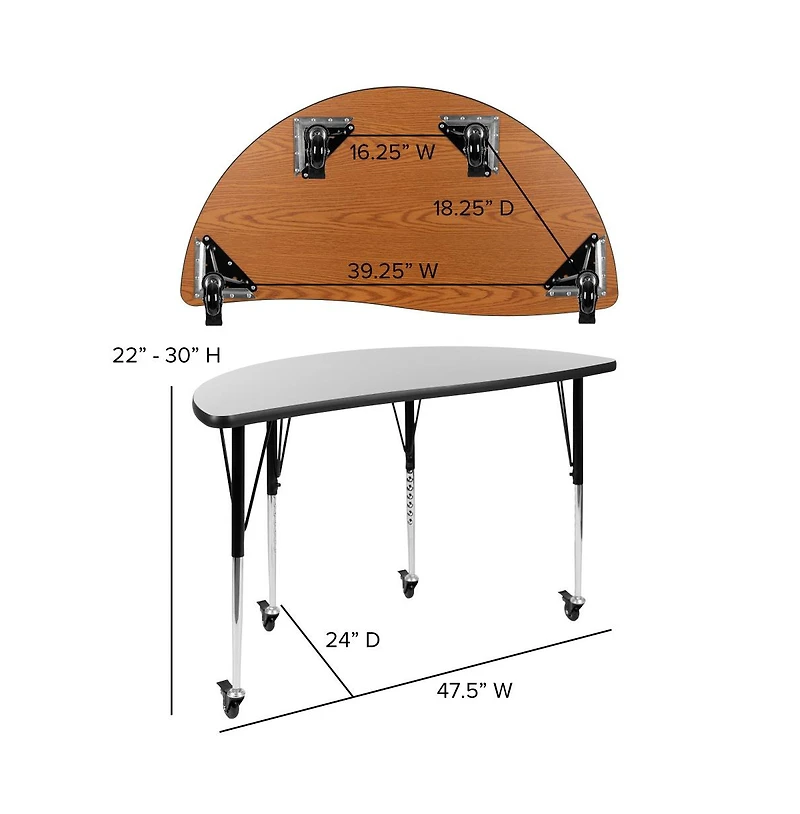 Emma+Oliver Mobile 76" Oval Wave Collaborative Laminate Activity Table Set With 16" Student Stack Chairs
