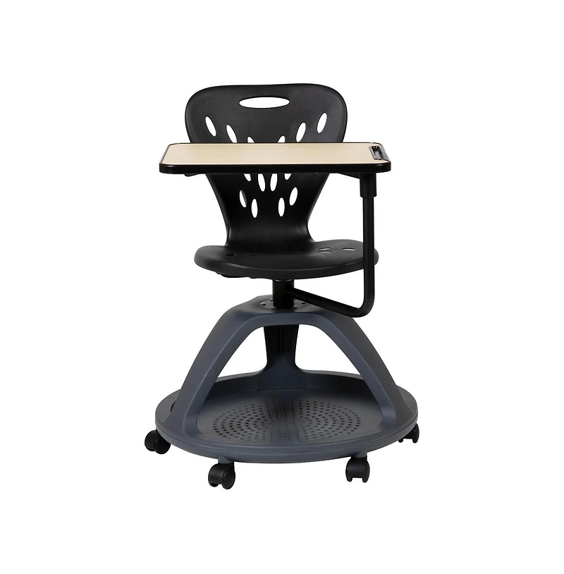 Mobile Desk Chair - 360° Tablet Rotation And Storage Cubby
