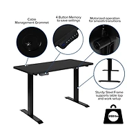 Emma+Oliver 48" Wide Electric Adjustable Standing Desk & Ribbed Office Chair