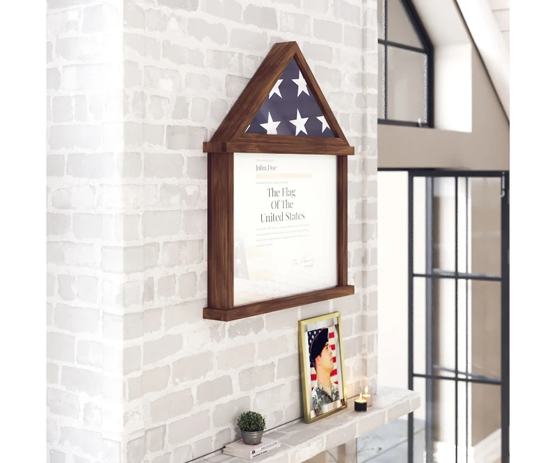 Merrick Lane Hughes Flag Display Case With Certificate Holder