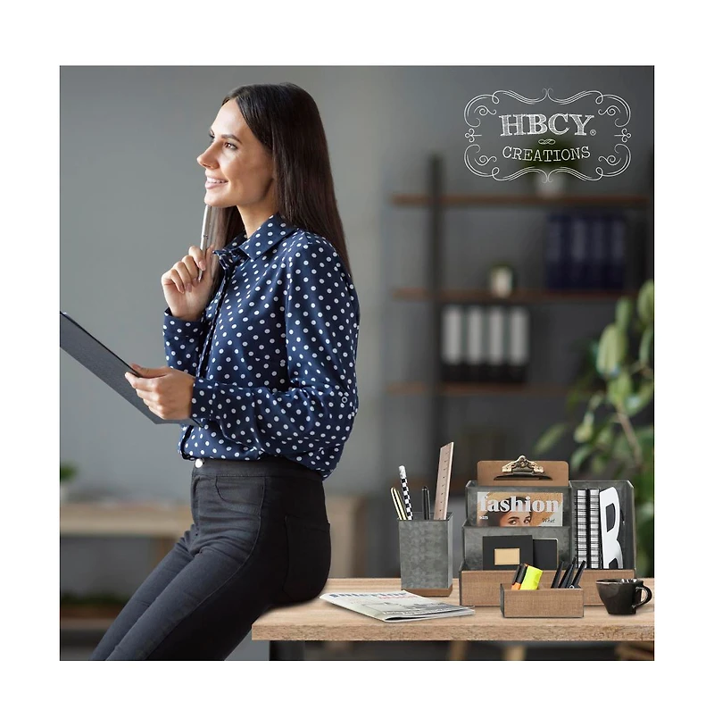 3 Piece Desk Organizer Set- Rustic Mail For Desktop - Great Or Industrial Decor! Makeup Vanity