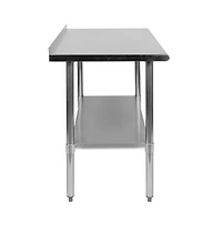 Stainless Steel 18 Gauge Prep And Work Table With Backsplash And Shelf