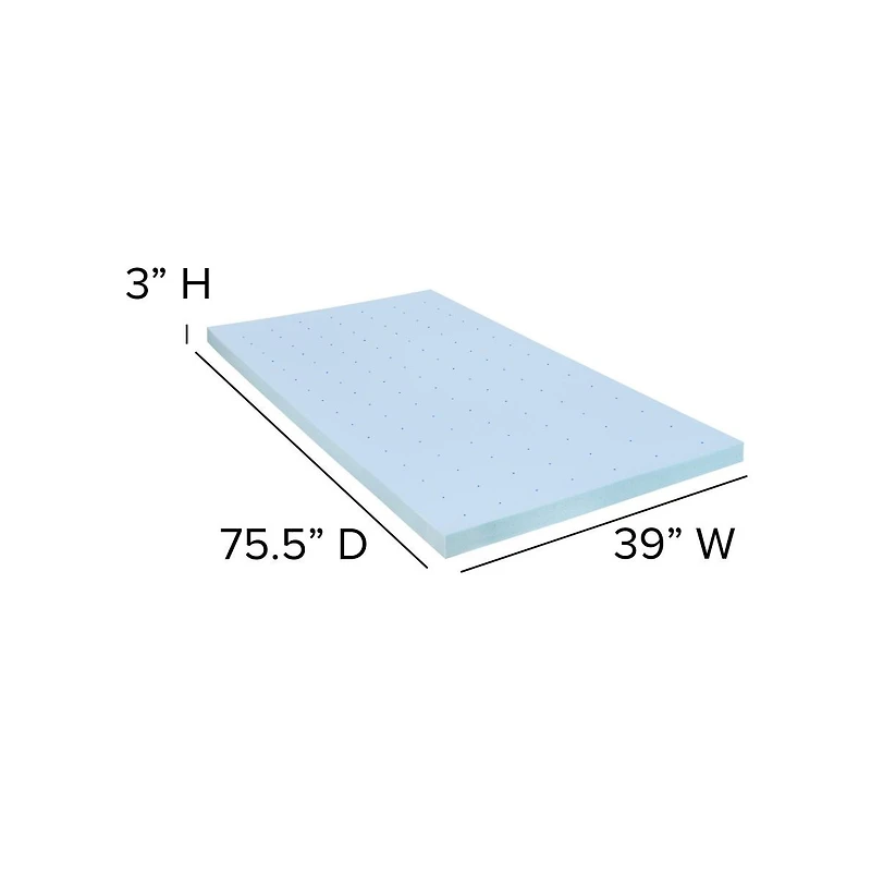 Emma+Oliver 3 Inch Gel Infused Cool Touch CertiPUR-us Certified Memory Foam Topper - Twin
