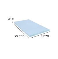 Emma+Oliver 3 Inch Gel Infused Cool Touch CertiPUR-us Certified Memory Foam Topper - Twin