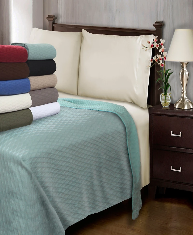 Superior Diamond Pattern All Season Woven Cotton Blanket, Full/Queen
