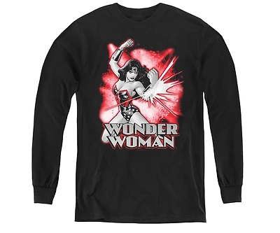 Justice League Boys of America Youth Wonder Woman Red & Gray Long Sleeve Sweatshirts