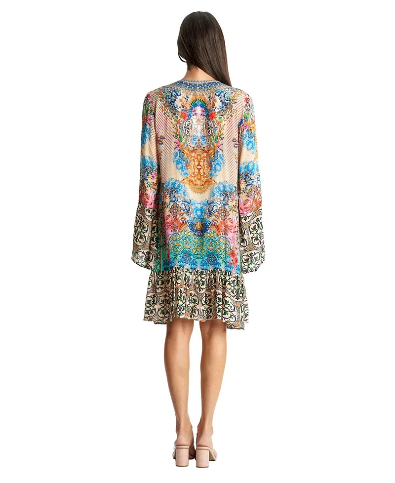 La Moda Clothing Women's Short Long Bell Sleeves Dress