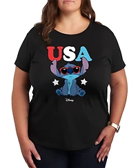 Hybrid Apparel Trendy Plus Stitch Usa Graphic T-Shirt