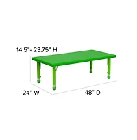 Emma+Oliver 24"W X 48"L Rectangular Plastic Height Adjustable Activity Table