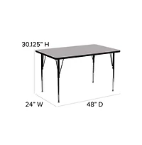 Emma+Oliver 24X48 Rectangle Laminate Adjustable Activity Table