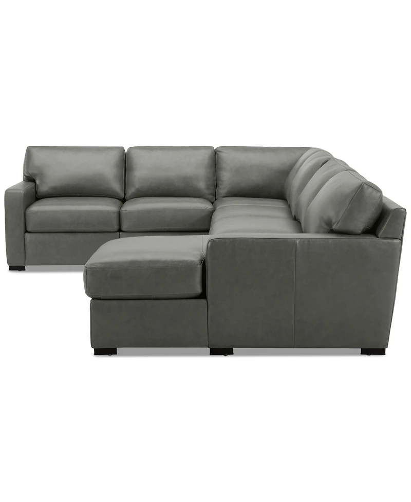 Radley 136" 5-Pc. Leather Square Corner Modular Chase Sectional, Created for Macy's