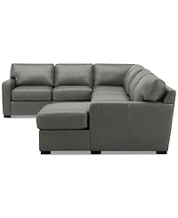 Radley 136" 5-Pc. Leather Square Corner Modular Chase Sectional, Created for Macy's