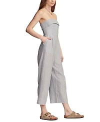 Lucky Brand Women's Striped Strapless Cotton-Linen Cropped Jumpsuit