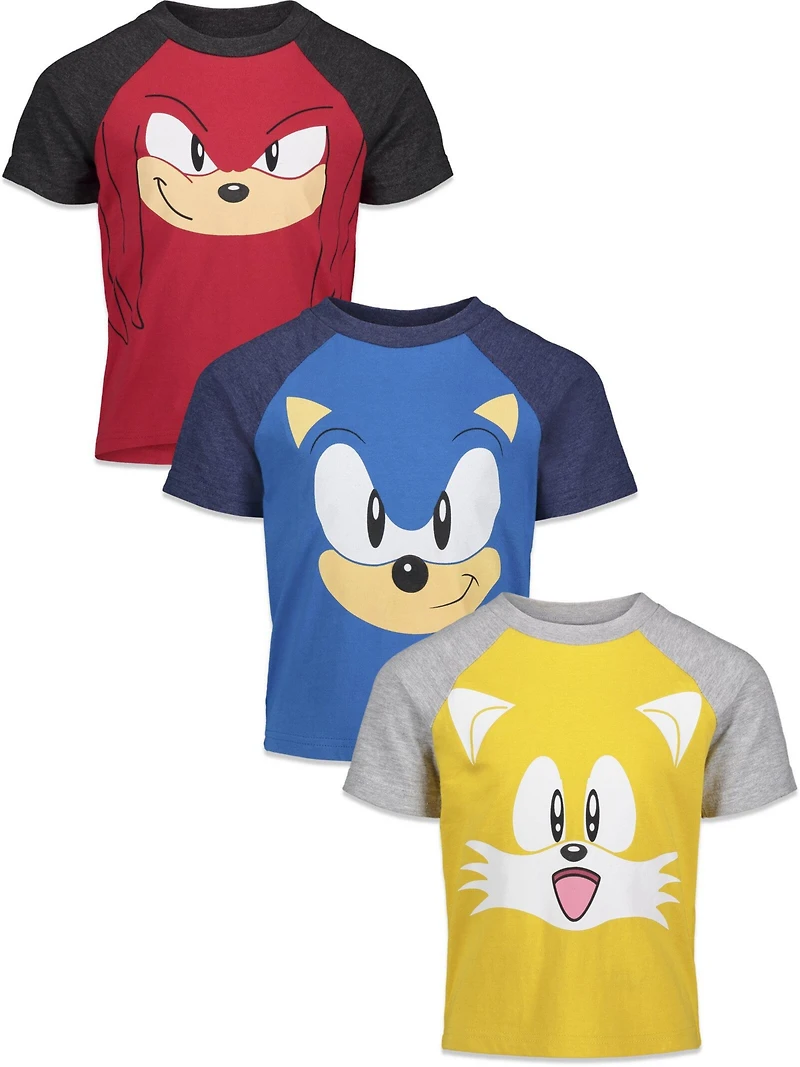 Sega Toddler Boys Sonic The Hedgehog Tails Knuckles 3 Pack T-Shirts /