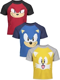 Sega Toddler Boys Sonic The Hedgehog Tails Knuckles 3 Pack T-Shirts /
