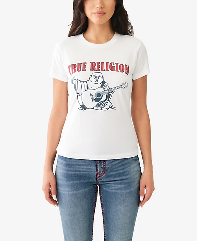 True Religion Women's Buddha Slim Crew Neck Top