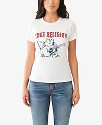 True Religion Women's Buddha Slim Crew Neck Top