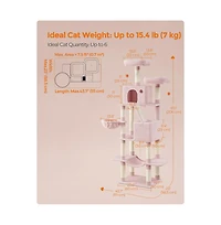 Slickblue Cat Tree, Tower, Tall Condo with Hammock, Basket, Scratching Posts, 2 Caves, Plush Perches, Activity Center