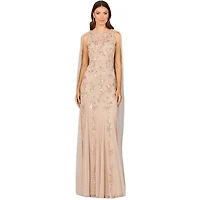 Lara Women's Mermaid Beaded Dress with Long Cape