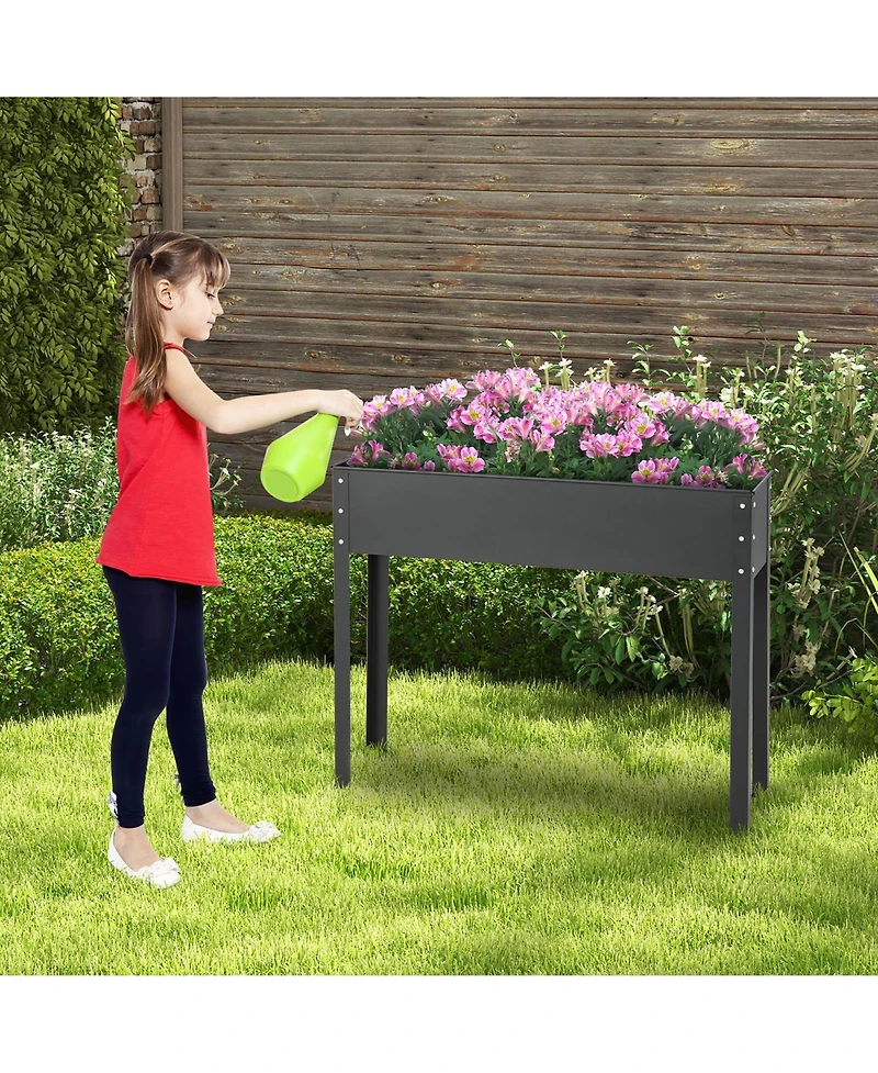40" Raised Garden Bed with Legs Metal Elevated Planter Box Drainage Hole Backyard