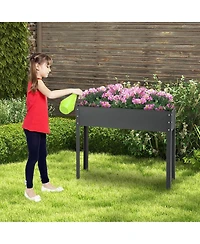 40" Raised Garden Bed with Legs Metal Elevated Planter Box Drainage Hole Backyard