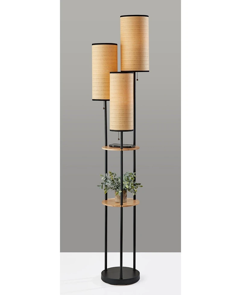 Adesso 68.5" Wood Shelves Trio Floor Lamp