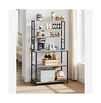 Slickblue 6-tier Industrial Baker's Rack Microwave Oven Stand With 6 Hooks And Metal Frame