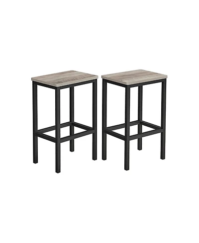 Set Of 2 Bar Stool With Foot Rest And Metal Frame