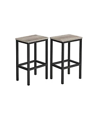Set Of 2 Bar Stool With Foot Rest And Metal Frame