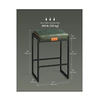 Counter Height Bar Stools Set of 2, Synthetic Leather with Stitching