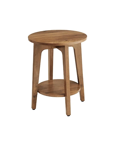 Slickblue Round End Table With Lower Shelf For Small Spaces