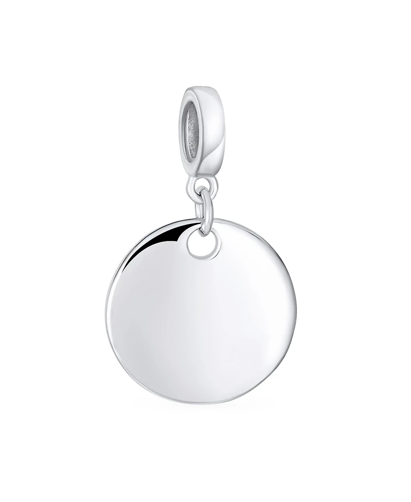 Bling Jewelry Initial Monogram Round Circle Disc Shape Dangle Bead Charm Sterling Silver European Bracelet