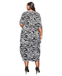 L I V D Plus Size Gwenyth Zebra Print Pocket Dress