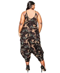 L I V D Plus Size Montana Camo Pocket Jumpsuit